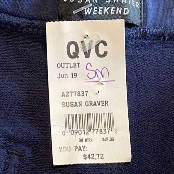 Susan Graver Weekend QVC navy soft knit seamed cropped pants size Small - Picture 6 of 8